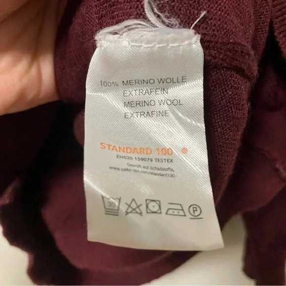 Paul kehl 100% merino wool extrafine burgundy mock neck  sweater - Picture 4 of 4